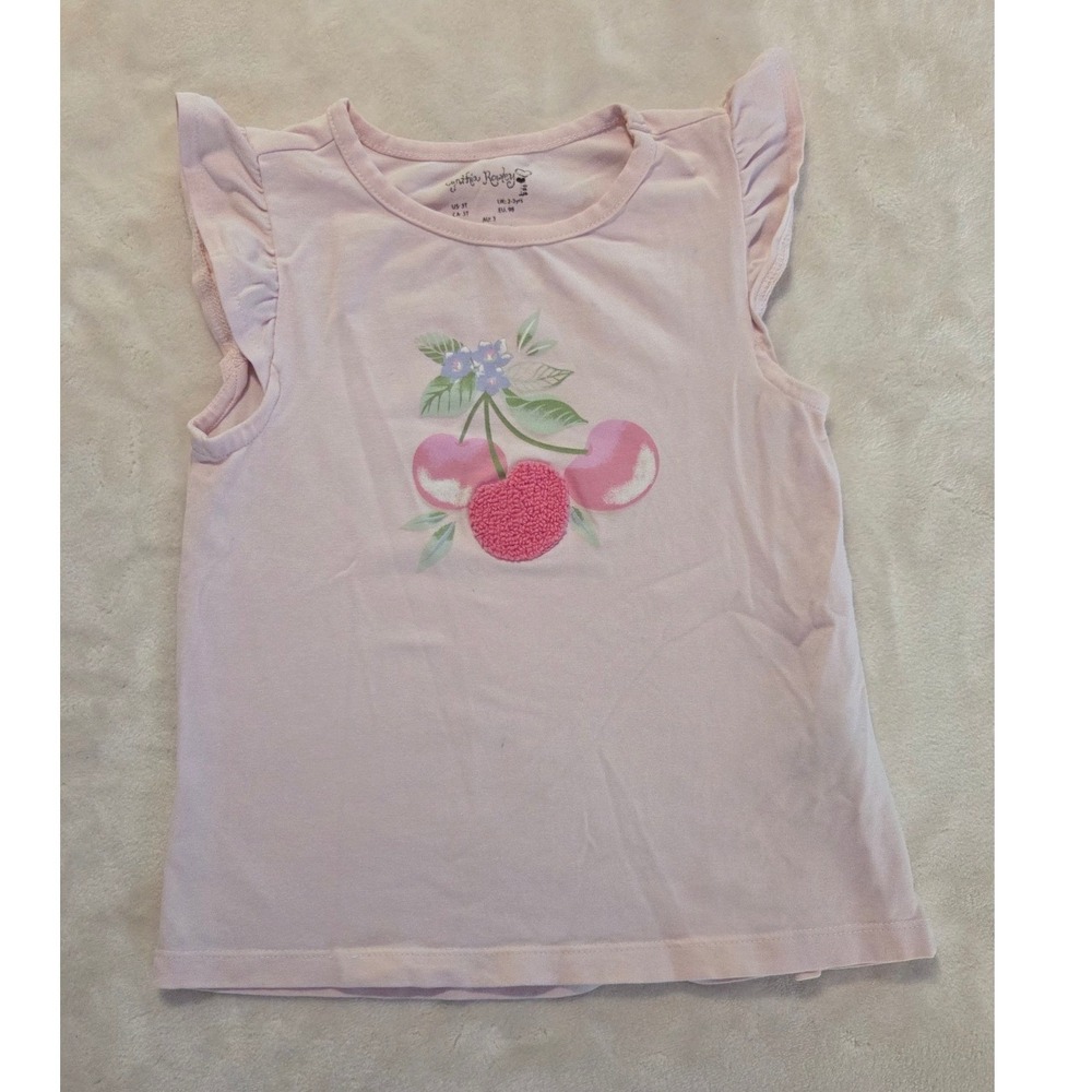 Cynthia Rowley Kids Pink Cherry Flutter Sleeve Top Size‎ 3T